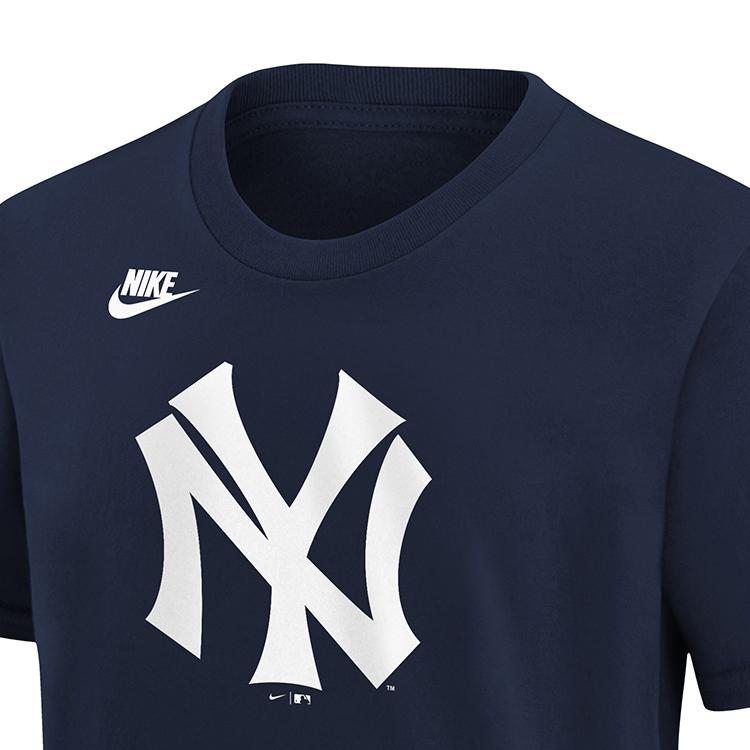 Nike X MLB New York Yankees Großes Logo Print Rundhals Kurzarm T-Shirt Kinder Tops Marineblau 3Z3B7NMB7-NYY