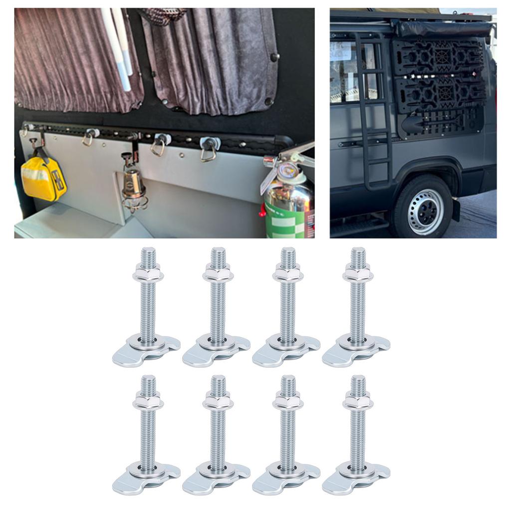 8pcs M8x60 L Track Double Lug Thrded Stud Nut Fitting 6000lbs Load Capacity for Truck Bed Trailer Pickup RV ATV