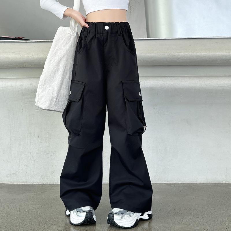 Mädchen Cargo Hose - 2025 Neuer Stil Frühling & Herbst, Lockeres gerades Bein für mittlere & große Kinder, Ideal für Tanz & Sommerbekleidung.