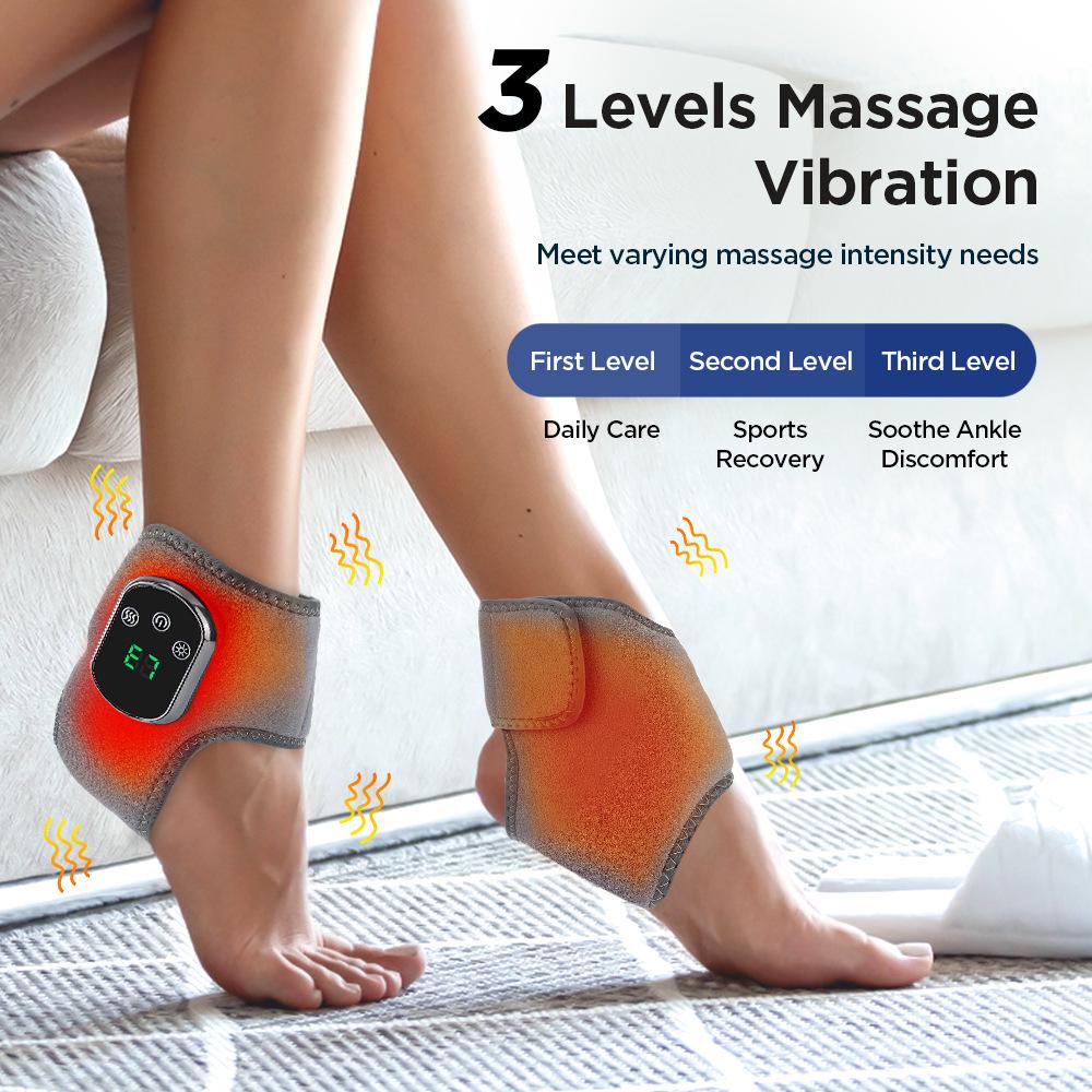 5-Speed Heated & 3-Speed Vibrating Ankle Support Electric Foot Massager