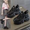 Dad Shoes Girl 2025 Summer New Thick-soled Rhinestone Mesh Shoes 10cm Height Increase Casual Versatile Leather Little White Shoes