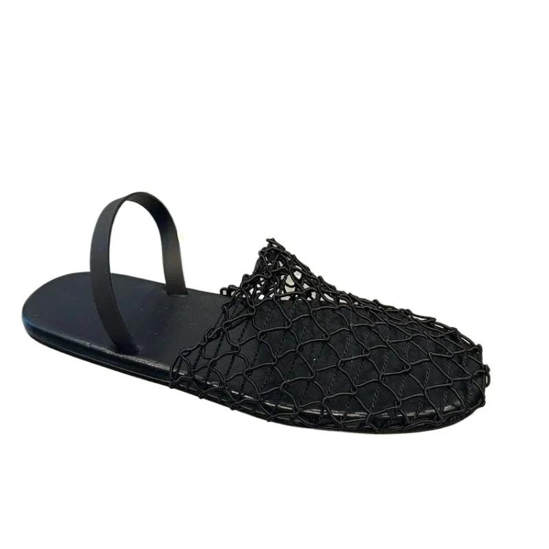 Fashion Ladies Shoes 2024 New Closed Toe Slip on Women's Slippers Summer Breathable Mesh Solid Light Flat Casual Comfortable Slippers