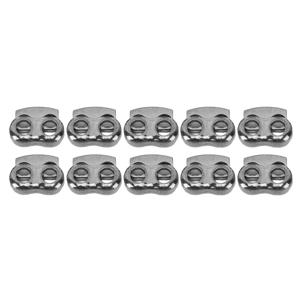 10 Pcs Durable Zinc Alloy Cord Lock Stopper Round Shape Two Holes Cord Locks Locking End Tightener Shoelaces