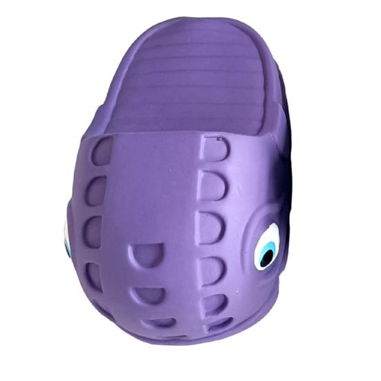 Squeaky Dog Chew Toy Slipper Shaped Latex Dog Toy for Teeth Cleaning Tough Interactive Puppy Toy for Small Medium Breeds фиолетовый