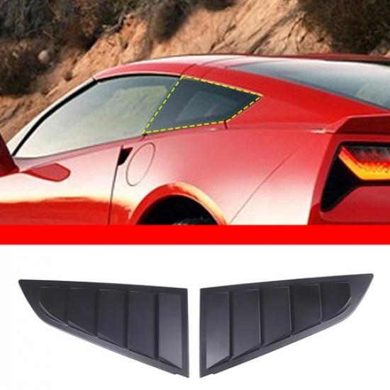 Matte Black Side Window Louvers Shades Cover Tirm Fit For Corvette C7 2014-