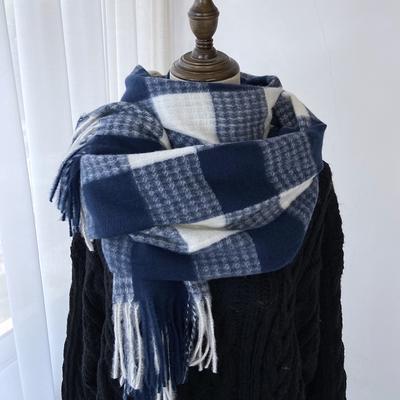 Scarf Women's Autumn and Winter New Imitation Cashmere Fringed Scarf Versatile Warm Thickened Plaid Shawl