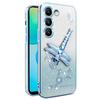For Samsung Galaxy S23+ Case Dragonfly Kickstand TPU Flowers Glitter Phone Cover