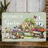 Vintage Willkommen Im Garten German Garden Metal Tin Sign Wall Decor HD Printed Tin Plate Artwork for Home Outdoor Patio Cotta