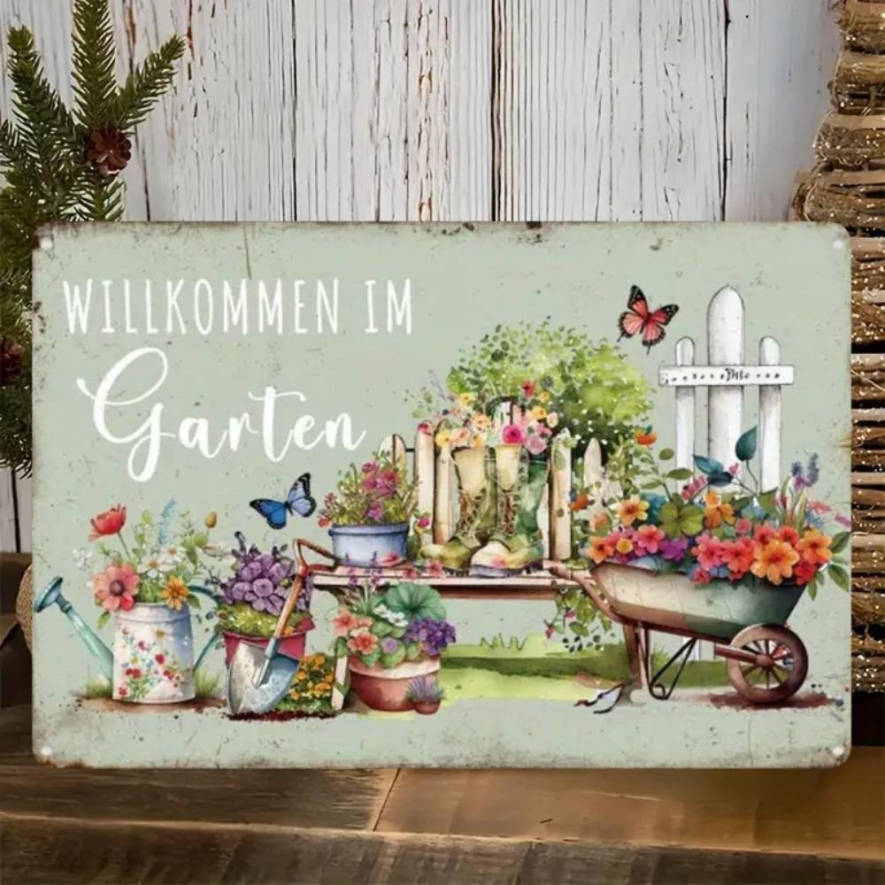Vintage Metal Sign X Inch for Garden Yard Porch Decor Outdoor Wall Art Welcome Sign