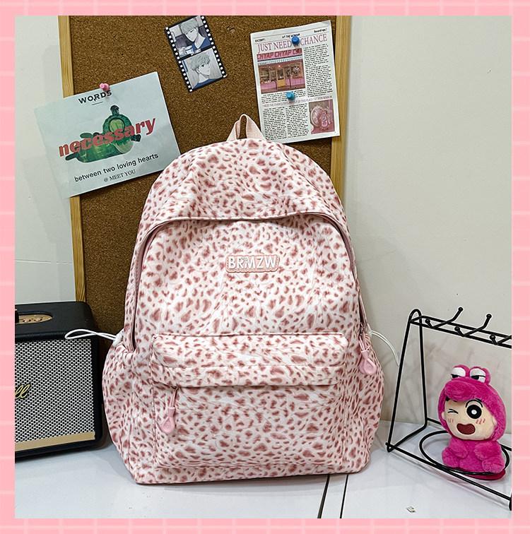 Schoolbag Leopard Print Casual Schoolbag Junior High School Student Girl Ins Style Niche High Value High School Student Backpack College Student