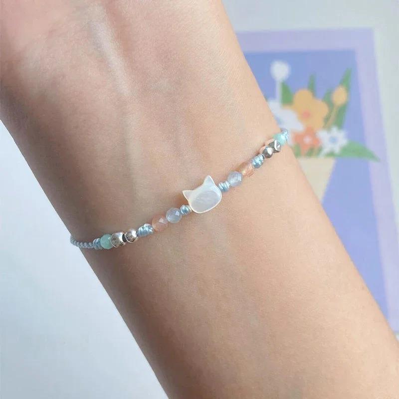 Natural Handmade Cute Cat Bracelet Unique Stylish Hand Rope for Women Men Beaded Woven Bracelet Wrist Jewelry Decorations Gifts