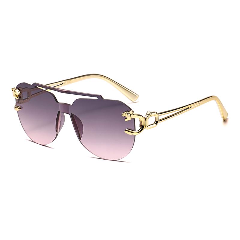 Vintage Rimless Men Sunglasses Trendy Pilot Gradient Outdoor Purple Shades Fashion Brand Women Sun Glasses For Driving
