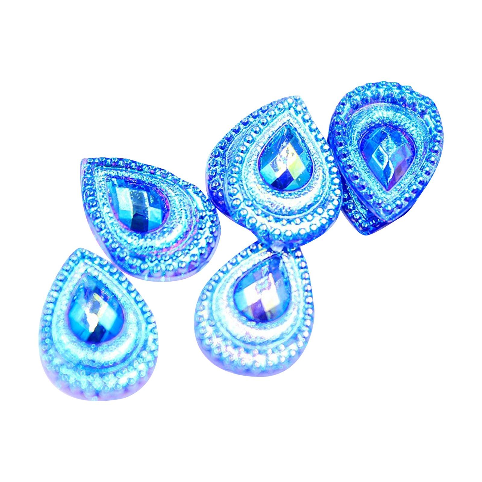 

50 шт. акриловых наклеек на поверхность павлиньего хвоста, разноцветные хвостовые бриллианты в форме капли, плоское дно, бриллианты, аксессуары для ювелирных изделий своими руками One Size синий