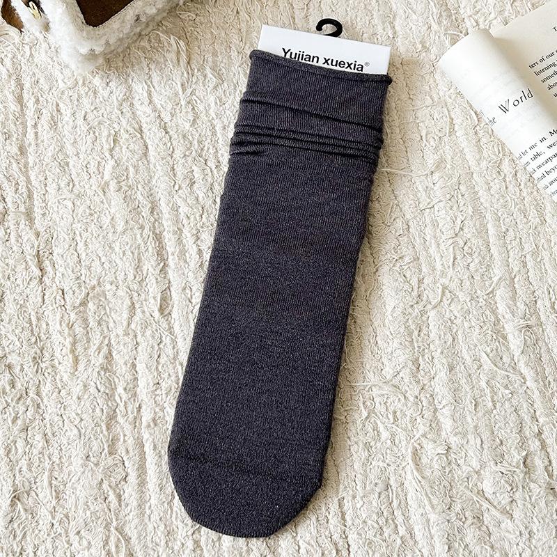Skarpety Wełniane Dziecięce Jednokolorowe Skarpetki do Nakładania Sezonowe Ciepłe Zwijane Bezszwowe Skarpety Poporodowe Kaszmirowe Skarpety Średniej Długości Damskie