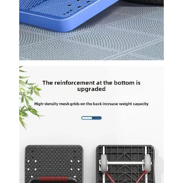 Stable Folding handcart, small cargo cart, warehouse trailer, portable four-wheel silent shopping cart, handling flatbed truck