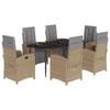 VidaXL Ensemble à Manger de Jardin avec Coussins 7 pcs, Table et Chaises avec Dossier et Repose-pied Réglables 3212588