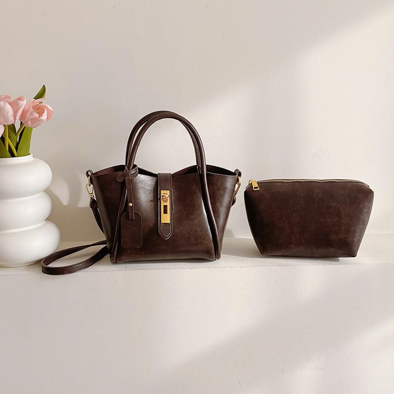 Vintage Chic Small Batch Design Bucket Bag With Pu Material And Cross-border Style