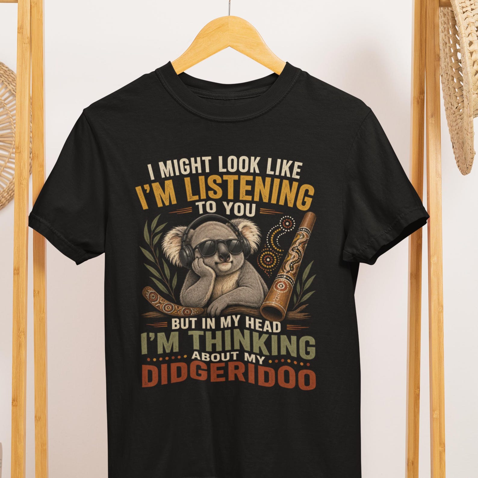 Didgeridoo T-Shirt: I m Thinking About My Didgeridoo Musician Tee S