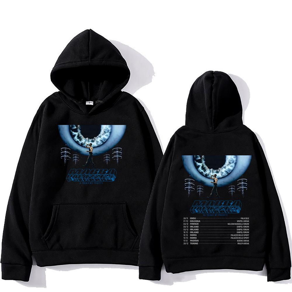 Marracash Palazzi 25 Tour Hoodies Music Lovers Gift Pullover Tops Streetwear for Autumn Winter Women Men Long Sleeve Sweatshirts