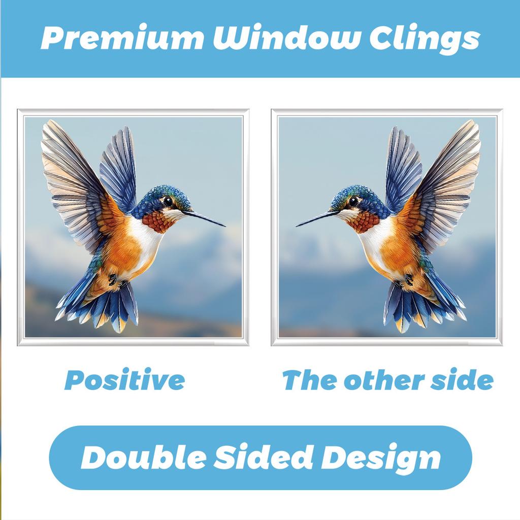 Spring 2026 New Arrival Colorful Hummingbird Butterfly Flowers Static Cling Window Stickers Removable Decals for Home Decor