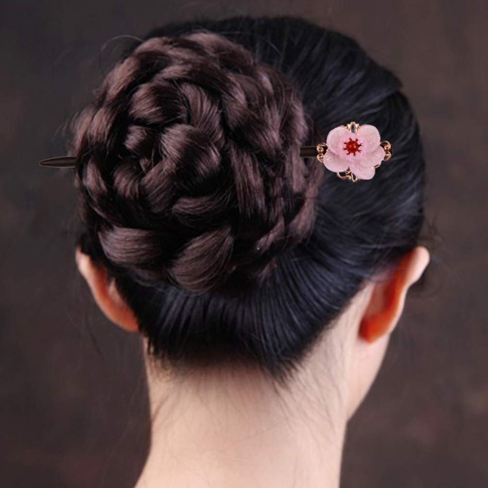 FRCOLOR Wooden Hairpin, Floral Pattern, Single Hairpin, Japanese Style Accessory, Hair Clip, Hair Ornament for Coming-of-Age Ceremony, Kimono,