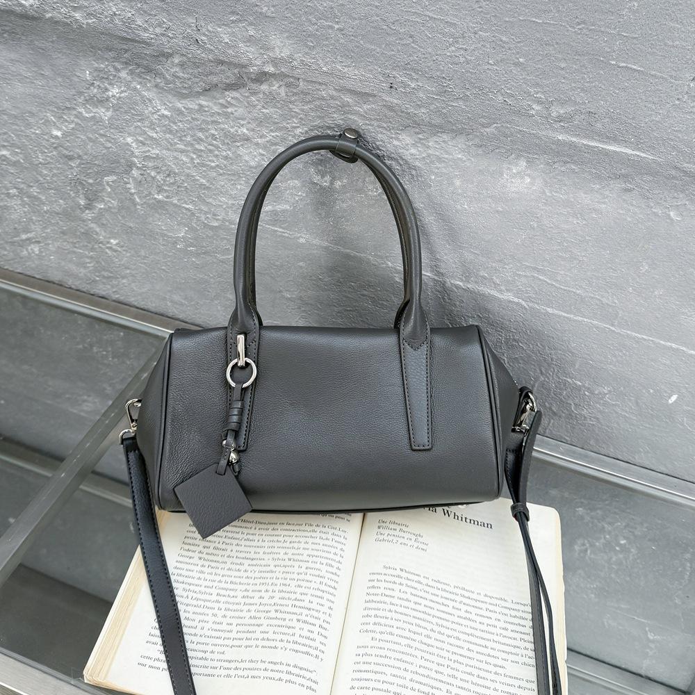Fashion Retro Shoulder Women'S Bag Genuine Leather Natural Fall Cowhide Boston Bag Commuter Underarm Bag Handbag