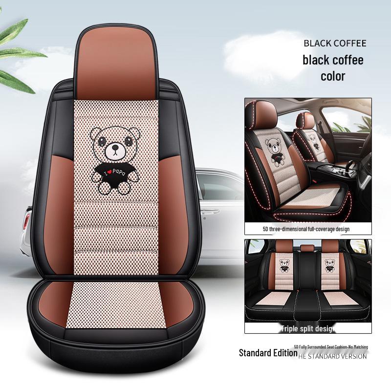 AION S Max 580 Geely L Thunder Hi Leather & Ice Silk Cartoon Car Seat Cushion - Universal, All-Season.