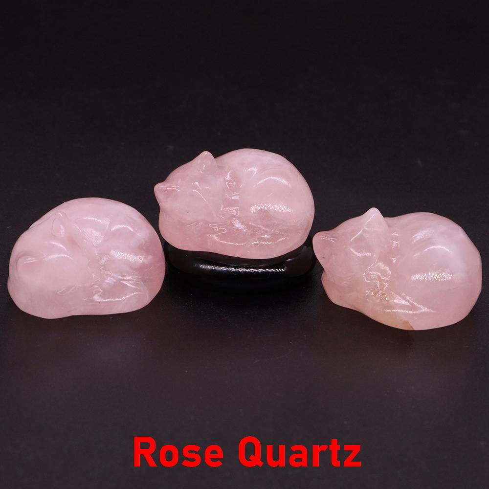 30mm Niedliche Katzenstatue Naturstein Kristall Handgeschnitzt Heilendes Tierfigur Reiki Edelstein Handwerk Heimdekoration Feiertagsgeschenk