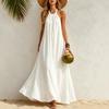 Womens Halter Neck Maxi Dress Loose Flowy Beach Bohemian Vacation