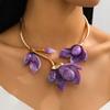 Fashion Colorful Flower Necklaces Adjustable Metal Open Chokers Korean Style Geometric Collar Necklace Women