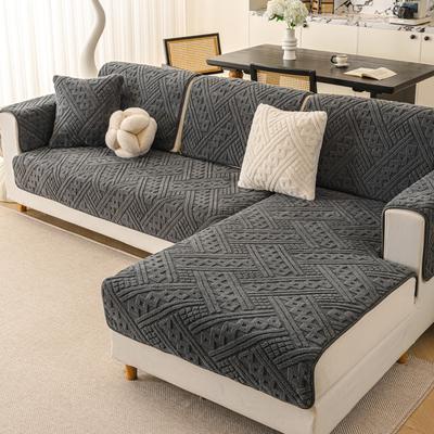 Thickened Plush Jacquard Sofa Cushion Warm Fleece Living Room Seat Pad Non-Slip Dust-Proof Protective Sofa Cover
