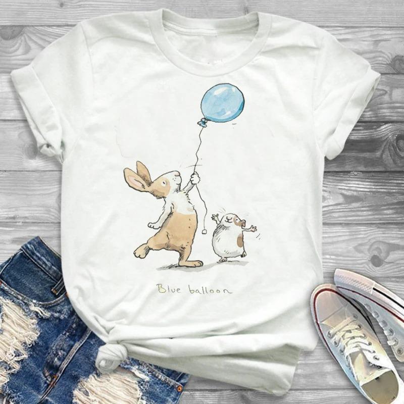 Lovely Style Pet Print T-Shirt Crew Neck Casual Short Sleeve T-Shirt Spring Summer Women's Clothing Fashion Simple Short Sleeve