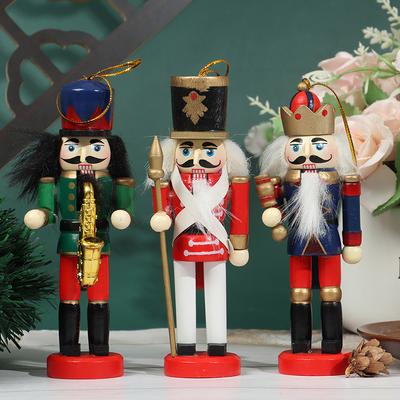 12Cm Wooden Nutcracker Soldier Decor Kids Doll Merry Christmas Decoration