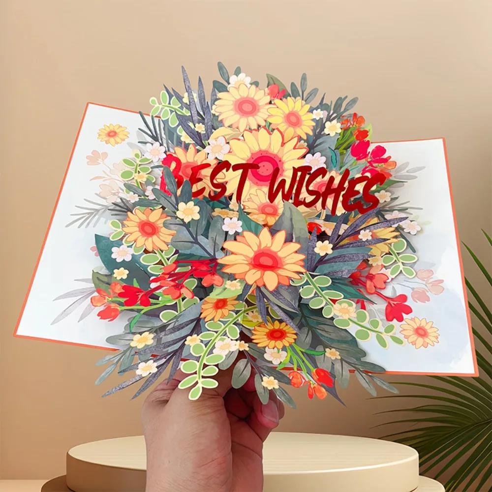Neue 3D-Schmetterlings-Pop-up-Karte Beste Wünsche Gänseblümchen Postkarte Ornament Einladungen Glückwunschkarte Muttertag