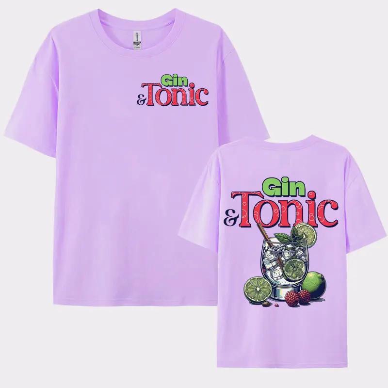 Funny GIN & TONIC Meme Graphic T-shirt Drink Cocktail Themed Gift T-shirts Men Women's Fashion Aesthetic Y2k Cotton T Shirt Tops