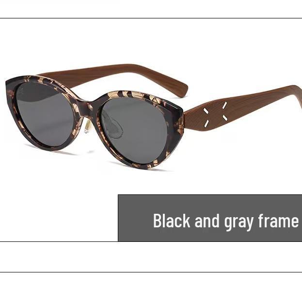 Retro European & American Cat-Eye Sunglasses - UV Protected Imitation Wood Grain for Women & Men