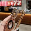 Fashion Plating Magnetic Bracket Case for 17 16 15 14 13 12 Pro Max Case With Holder Stand Shockproof Cover for Magsafe