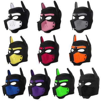 Disfraces de Moda Unisex Sexy de Cosplay Casco Cabeza de Perro con Agujero Máscara Fetiche de Cara Completa Capucha para Juego de Cachorro Fiesta Navideña