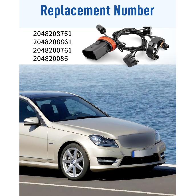 Headlight Wiring Harness LH RH Fit for Mercedes-Benz W204 C230 C250 C280 C300 C350 2008 2009 2010 2011, Replace 2048208761 2048208861 2048200761