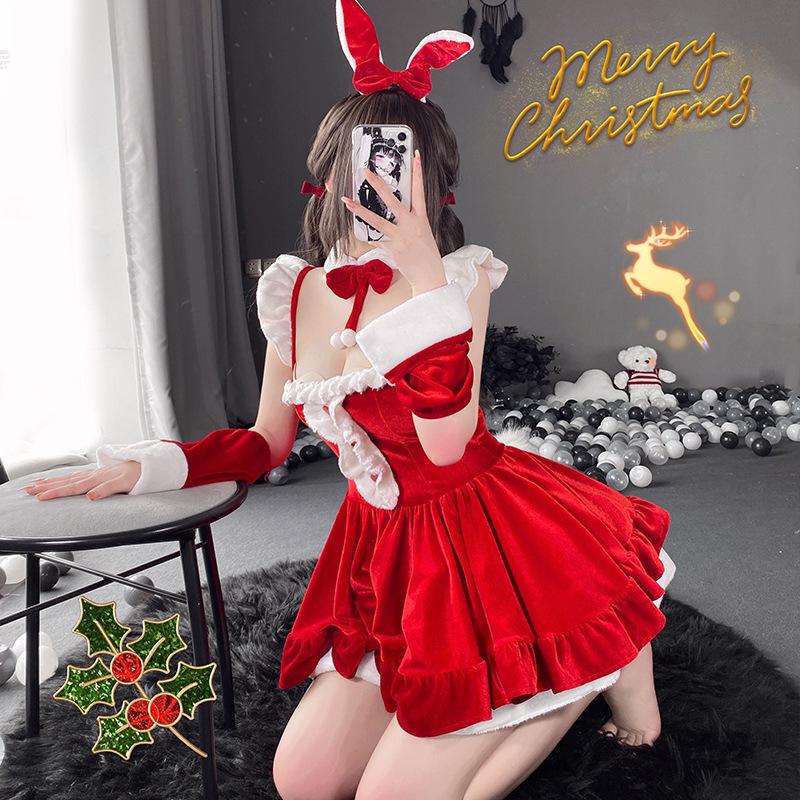 Domi La Sexy Bunny Girl Christmas Lingerie Set: Tempting Plus Size Maid Outfit