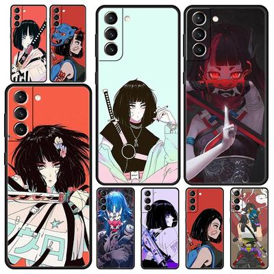 Carcasă de telefon tip fată anime în stil japonez pentru Samsung Galaxy S23 Ultra S22 S21 S20 FE 5G S10 S10E S9 S8 Plus Note 20, moale, neagră