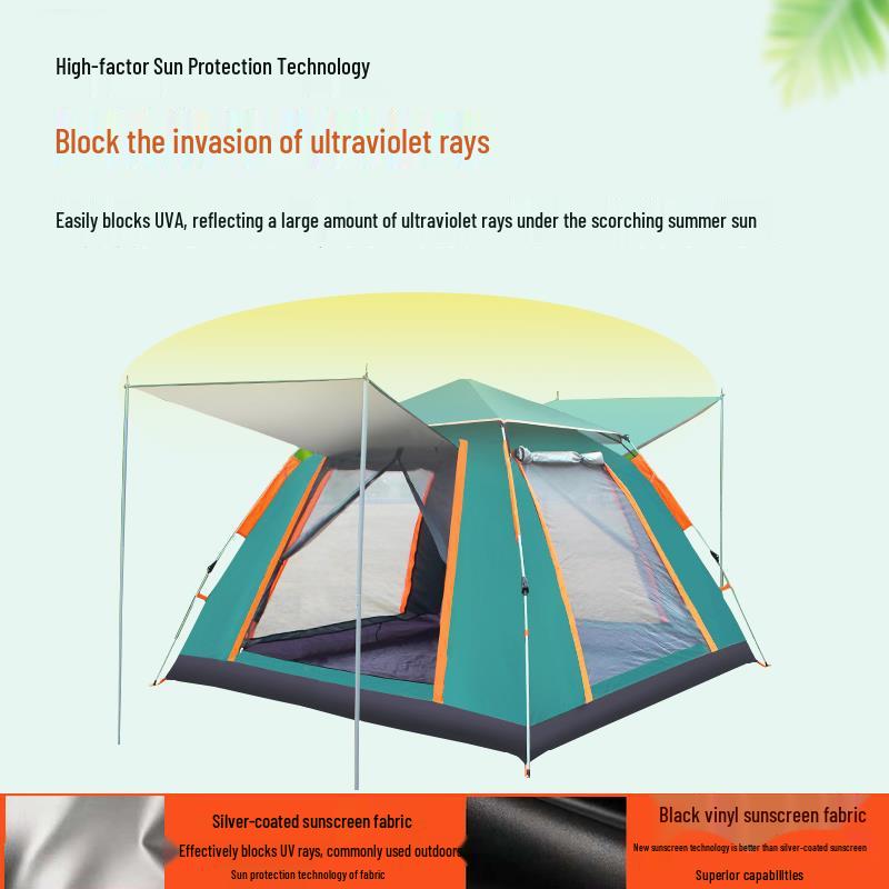Thickened Automatic Folding Tent: Portable, Quick-Open, Rain & UV Protection for Camping & Beach.