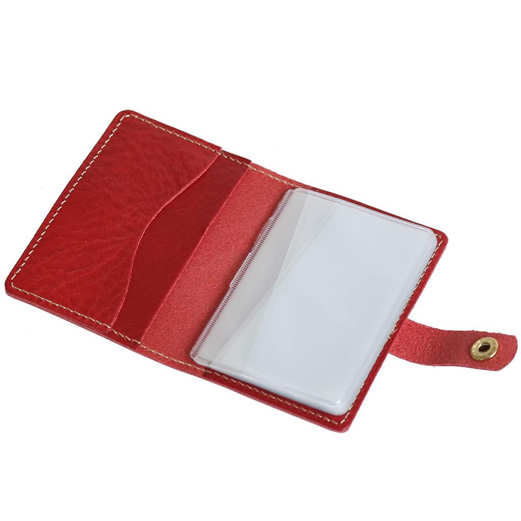 Porco Rosso Slim Genuine Leather Card Case with Book-Style Accordion Detail for Men and Women [sokunou] (Red)
