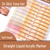 Guangna 8201 Liquid Acrylic Marker Set - 24 Skin Tone & Macaron Colors for Art Painting