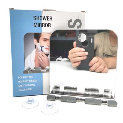 Unbreakable Anti-fogging Bathing Mirror for Shaving Razor Hook Holder Suction Cup To Washroom Wall Fogless Travel Mirror