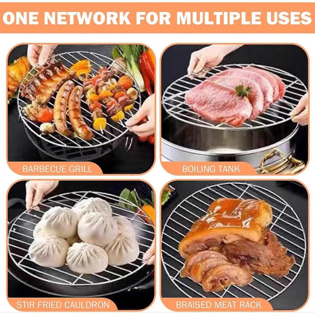 16 Zoll Edelstahl Grillroste mit Griff - Extra Dicke Runde Kochroste für Holzkohle, Smoker & Lagerfeuer Picknick