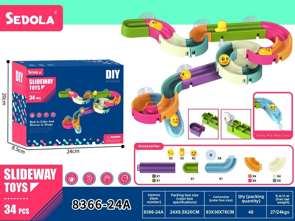 Childrens Bath Water Toy Set With Diy Track And Roller For Toddler Playwater Fun