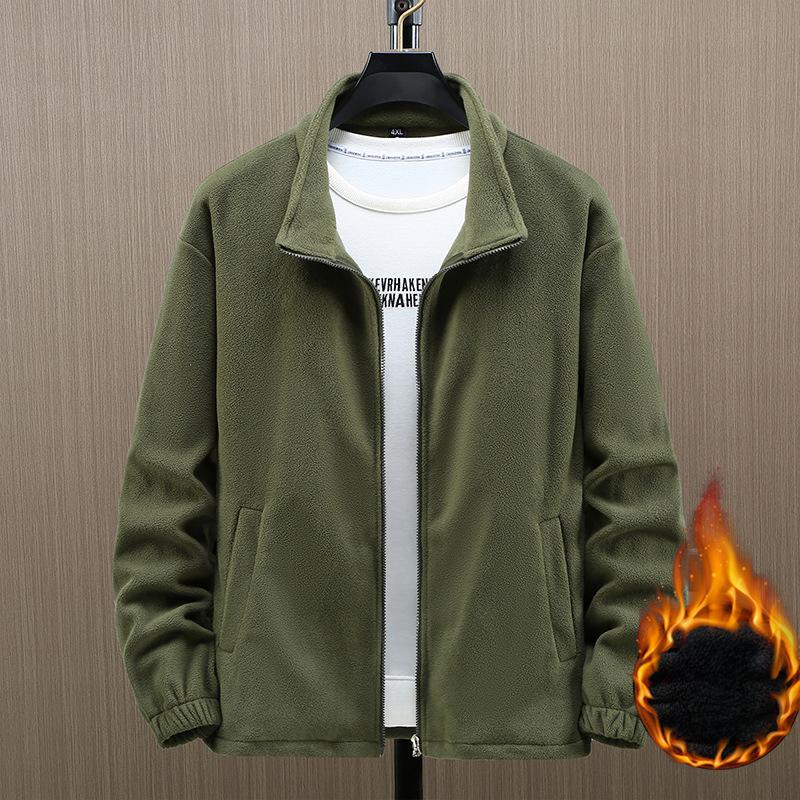 

Polar Fleece Jacket for Men and Women Plus Velvet Thickened Stand-up Collar Sweater Cardigan Loose Large Size Warm Casual Fleece Jacket 12XL зелений