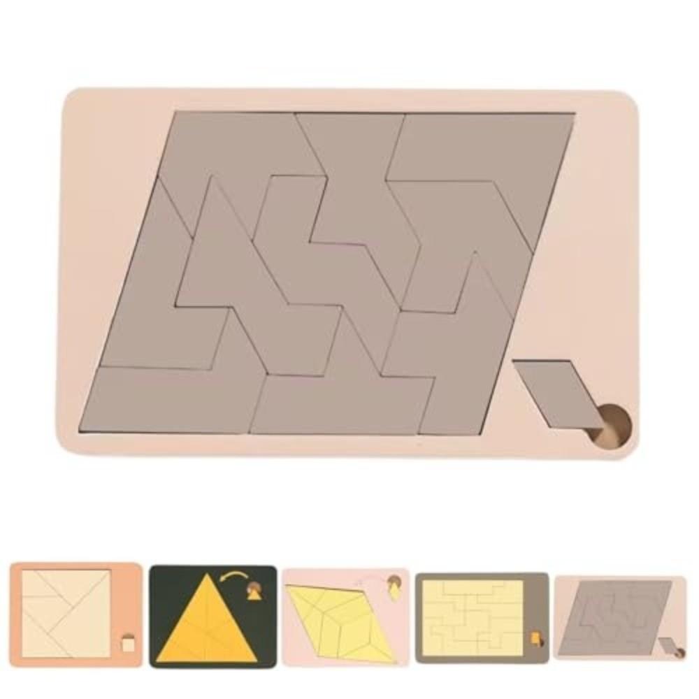 Irregular Shape Wooden Block Puzzle Colorful Brain Teaser Game Geometric Puzzles  Educational Toys