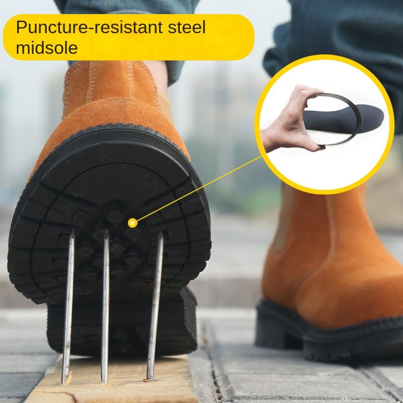 Welding Middle Help Anti-smashing and Anti-piercing Labor Insurance Shoes Anti-welding Wear-resistant Suede Leather Safety Shoes